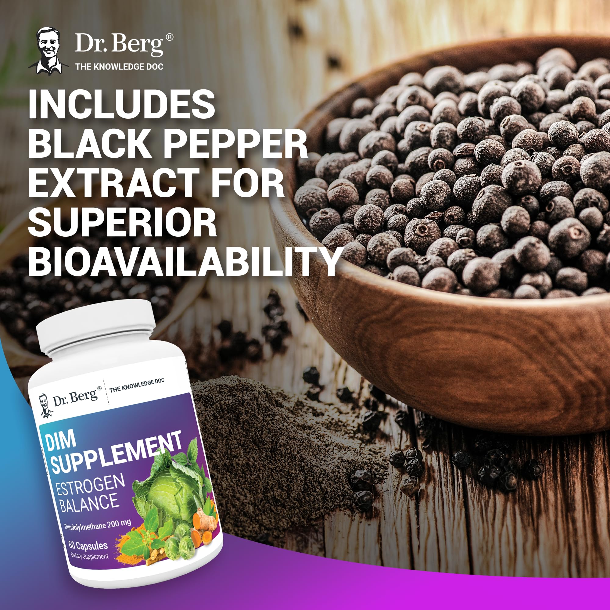 Dr. Berg DIM Supplement Estrogen Balance - Original Estrogen Supplement for Women with Diindolylmethane